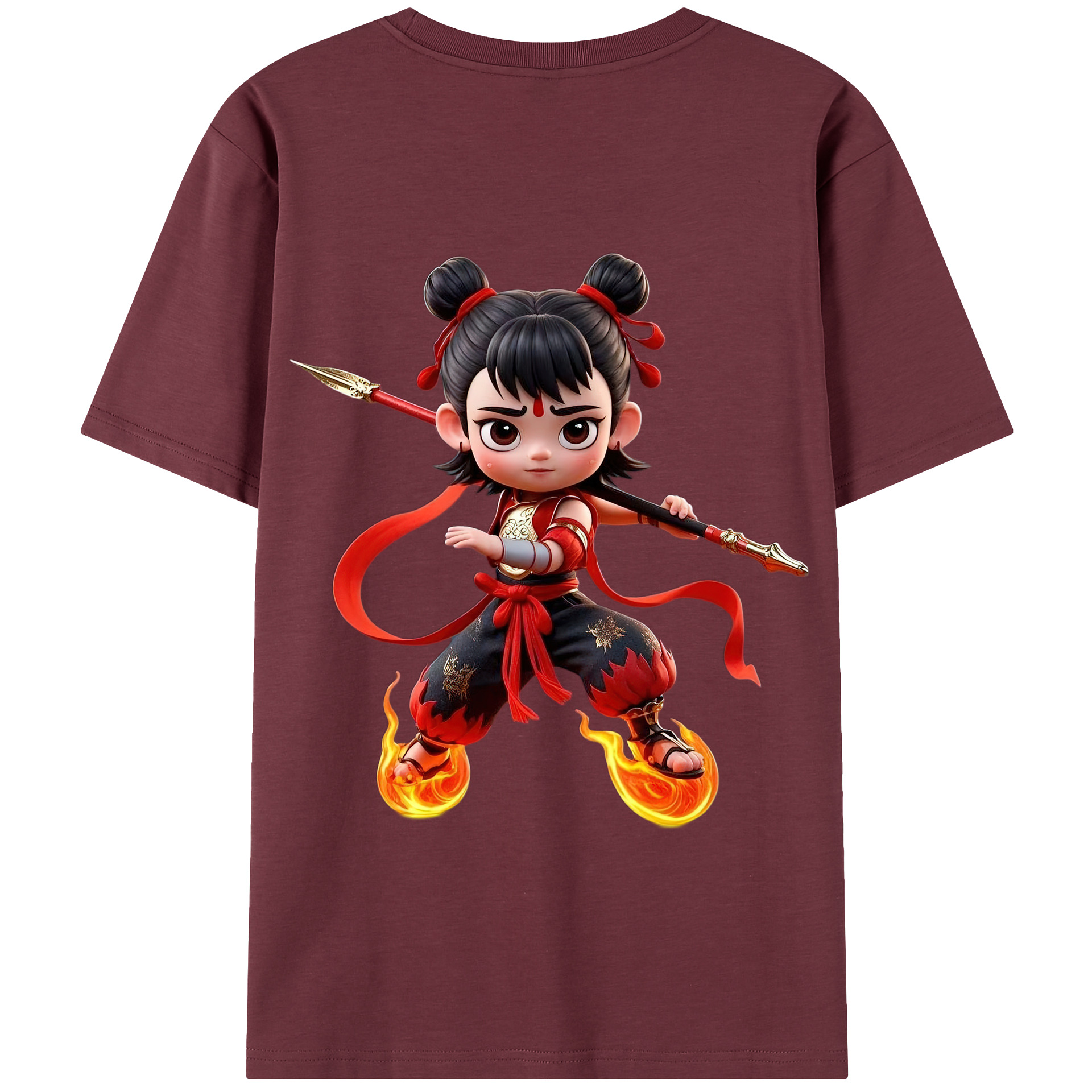 （画像用） Ne Zha 2 ナタ 魔童の大暴れ 綿100％半袖Tシャツ（背面プリント）